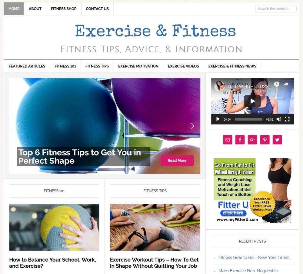 Exercise and Fitness Website
