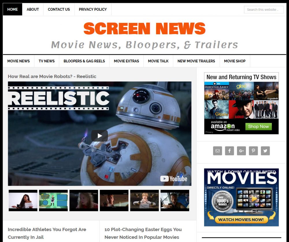 Movie & TV News Website