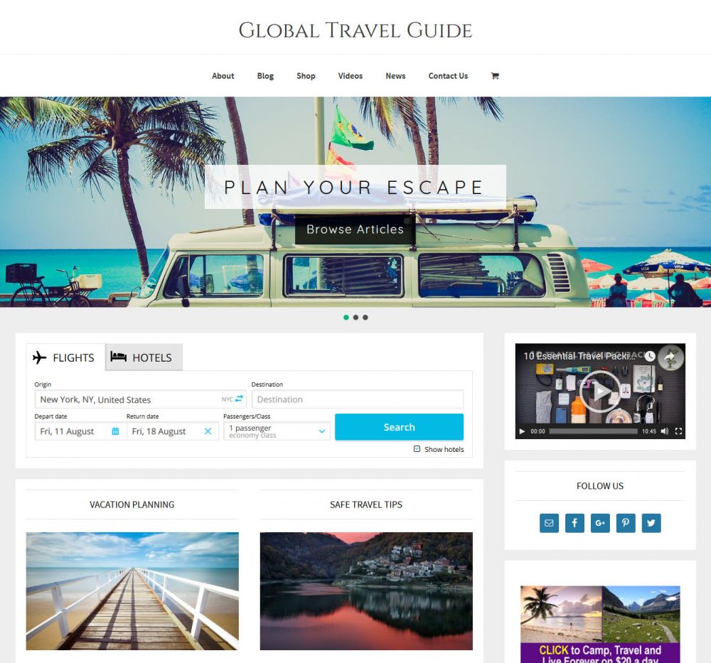 Travel Affiliate Website & Store