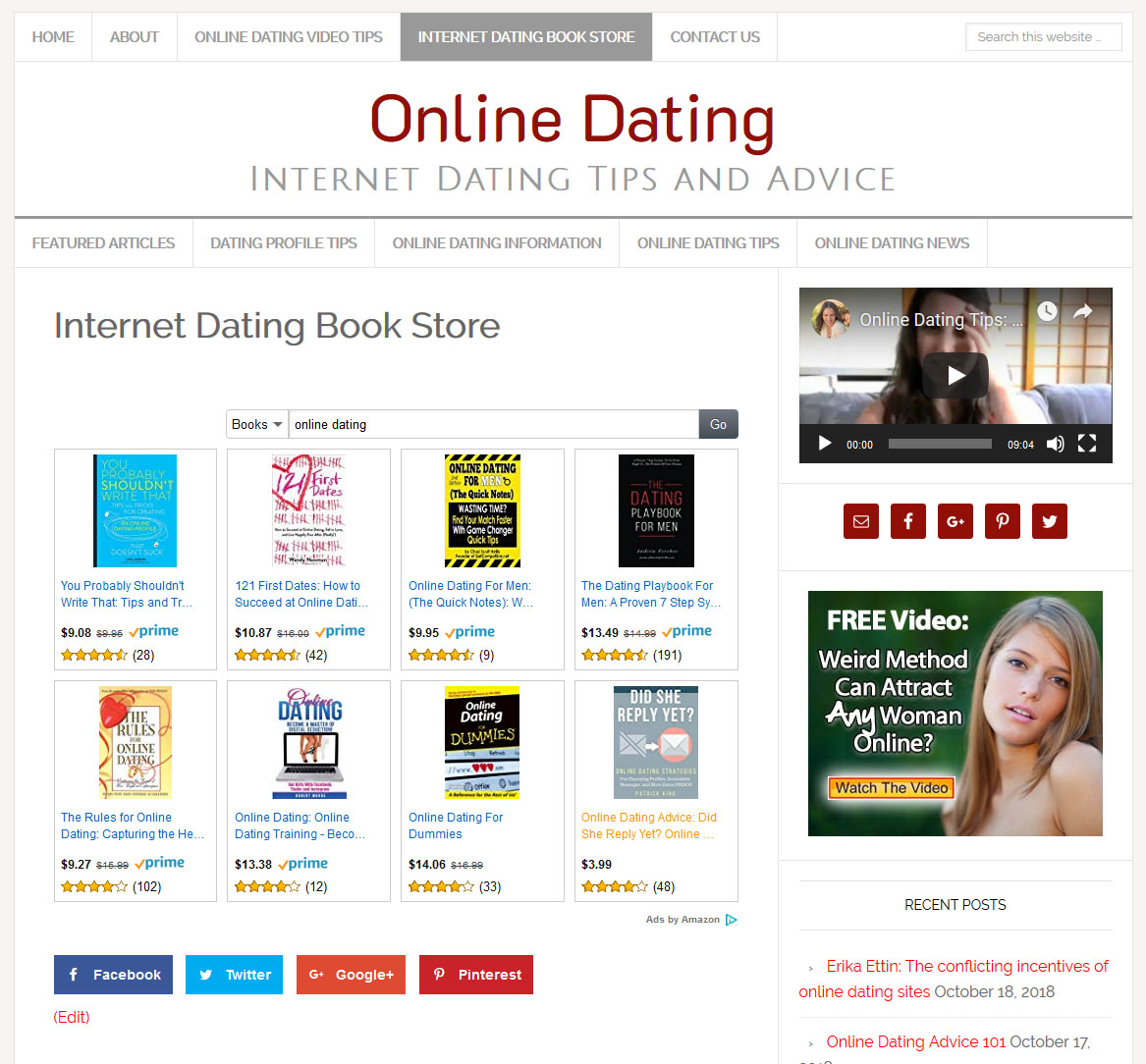 Online dating homepage